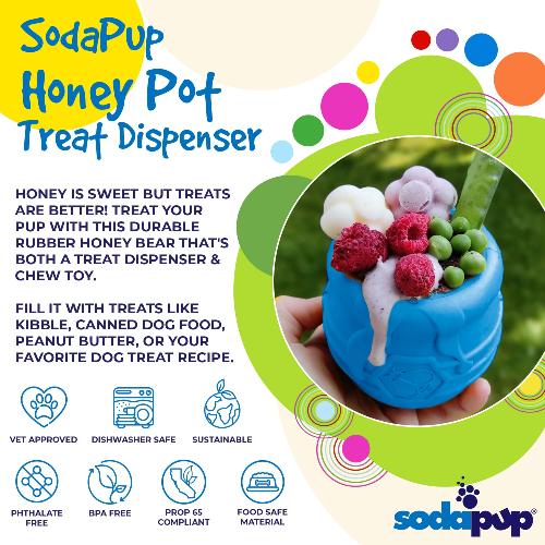 SodaPup Honey Pot Durable PUP-X Rubber eCup Treat Dispenser & Enrichment Toy