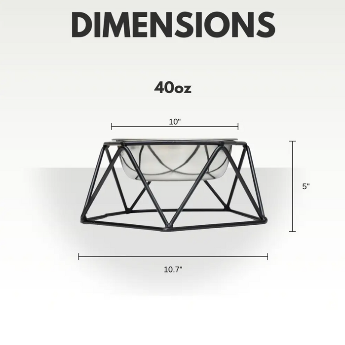 Country Living Elevated Single Dog Bowl Feeder – Geometric Design with Removable Stainless Steel Bowl