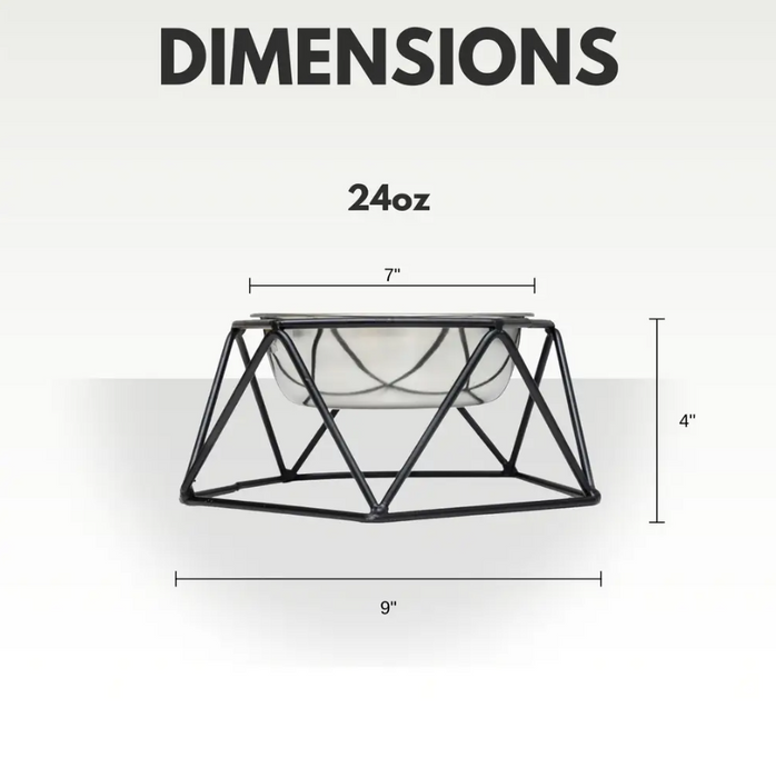 Country Living Elevated Single Dog Bowl Feeder – Geometric Design with Removable Stainless Steel Bowl
