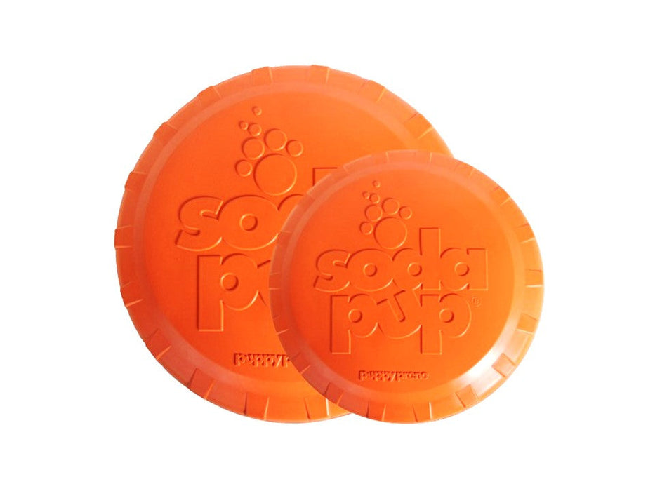 SodaPup Bottle Top Flyer Durable Rubber Retrieving Frisbee - Orange