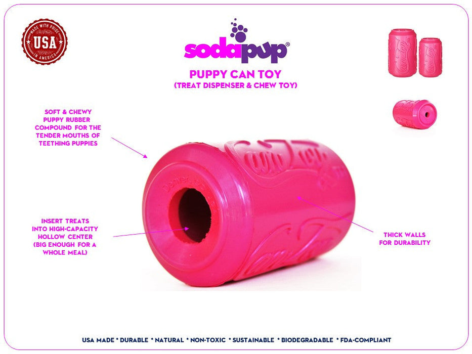 SodaPup Puppy Can Toy Durable Rubber Chew Toy & Treat Dispenser For Teething Pups