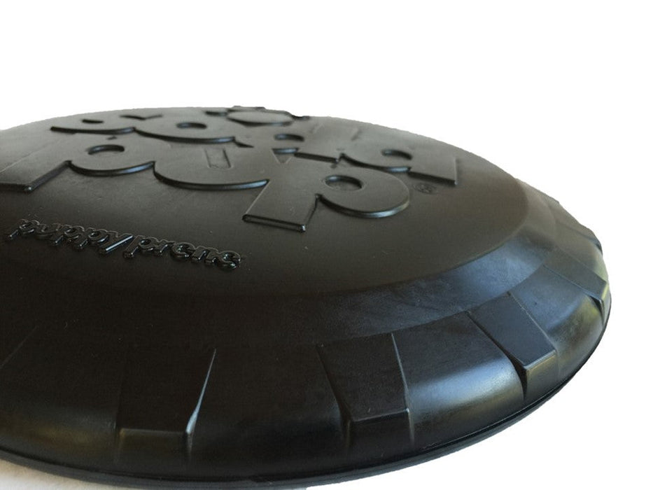 SodaPup Magnum Bottle Top Flyer Ultra Durable Rubber Retrieving Frisbee - Large - Black