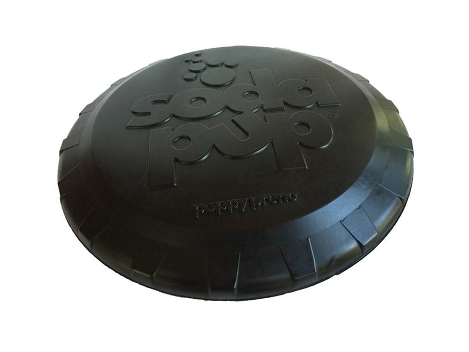 SodaPup Magnum Bottle Top Flyer Ultra Durable Rubber Retrieving Frisbee - Large - Black