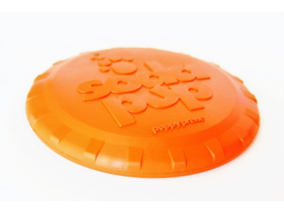 SodaPup Bottle Top Flyer Durable Rubber Retrieving Frisbee - Orange