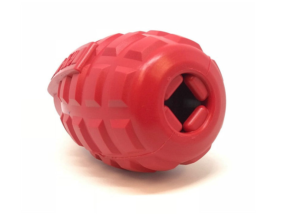 SodaPup USA-K9 Grenade eDispenser Durable Rubber Chew Toy & Treat Dispenser - red