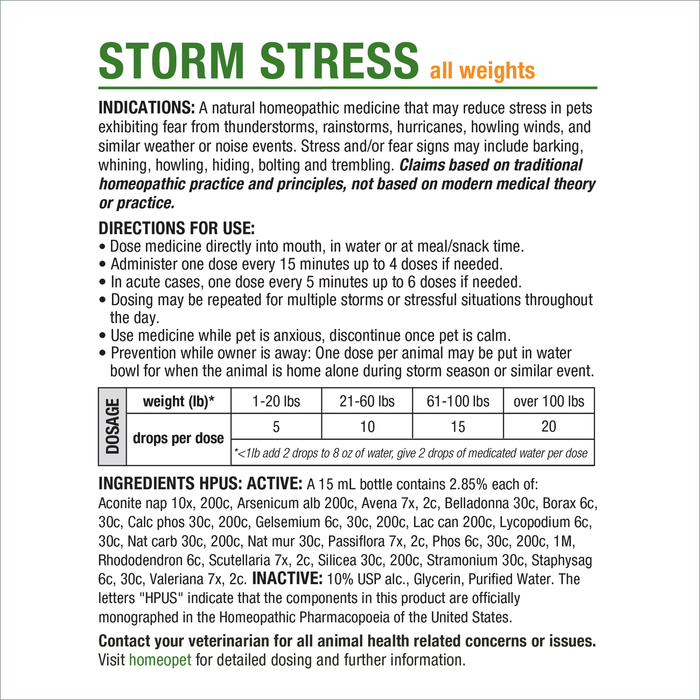 HomeoPet Storm Stress 15 ml