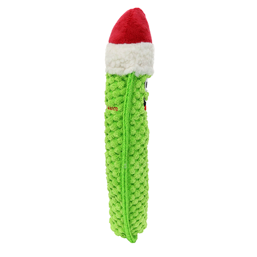 Tuffy Holiday Funny Food Pickle Santa Hat Dog Toy