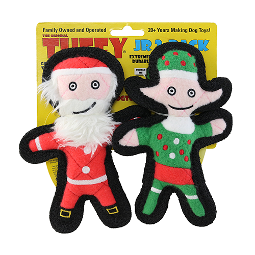 Tuffy Junior Holiday Elf and Santa Dog Toy (Pack of 2)