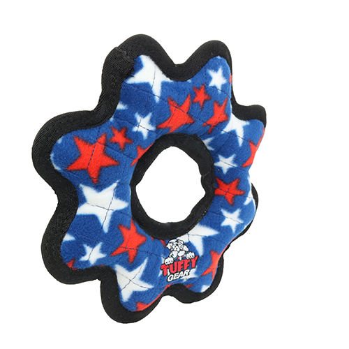 Tuffy Medium Gear Ring Blue Star Dog Toy
