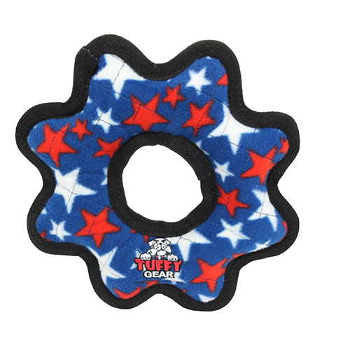 Tuffy Medium Gear Ring Blue Star Dog Toy