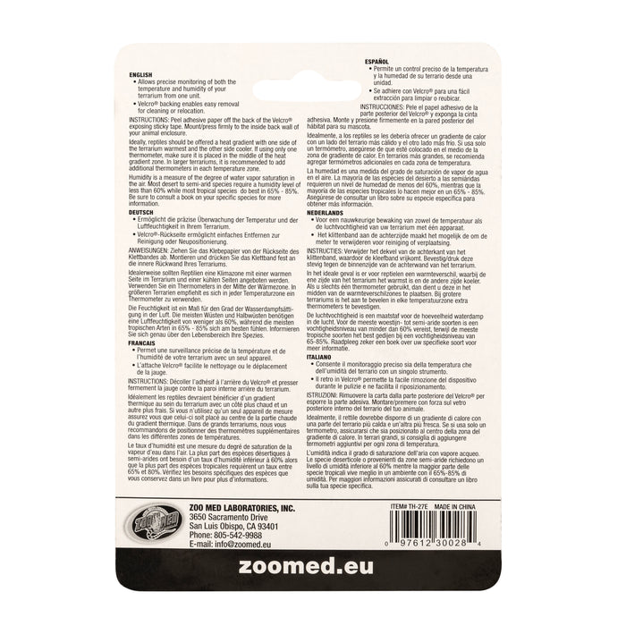 Zoo Med Dual Analog Terrarium Thermometer/Humidity Gauge Black