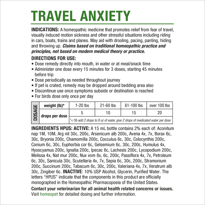 HomeoPet Travel Anxiety 15 ml