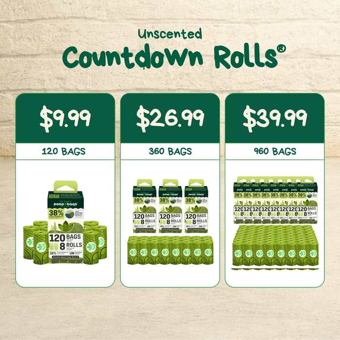 The Original Poop Bags Countdown Rolls® Unscented Leash Roll Poop Bags