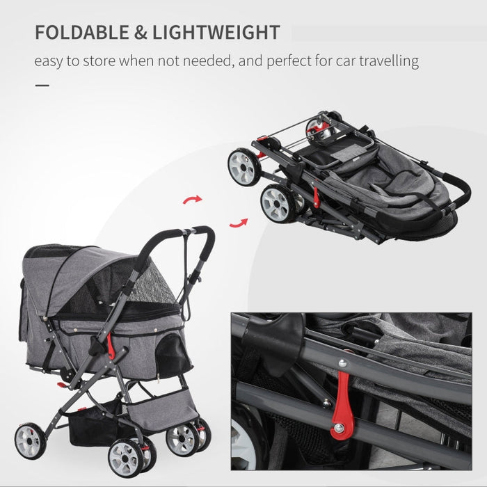Furr Baby Gifts Pet Foldable Travel Carriage Stroller with Reversible Handle