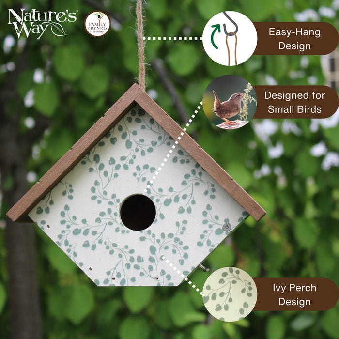 Nature's Way Bird Products Ivy Perch Decorative Wren House, White