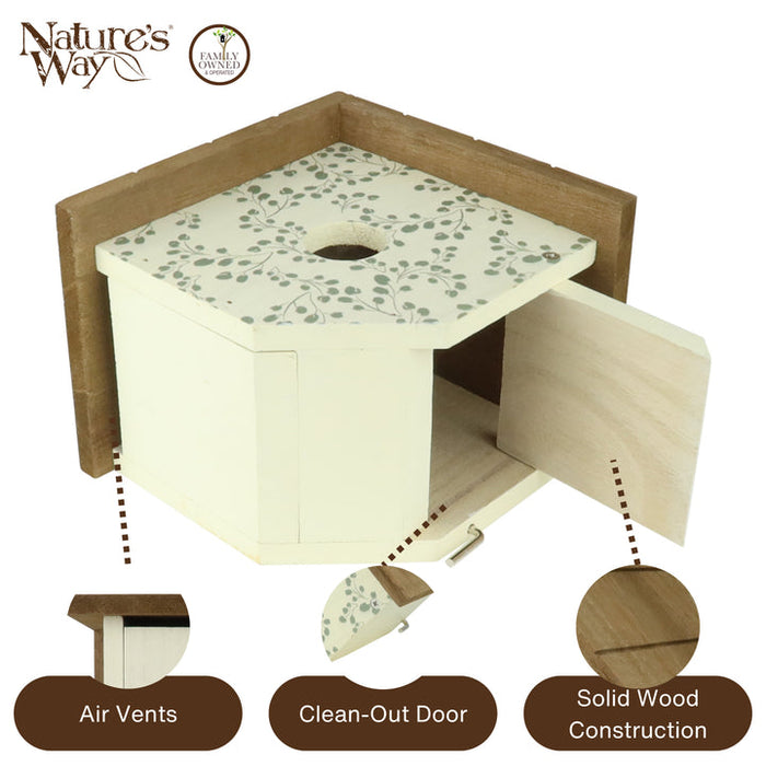 Nature's Way Bird Products Ivy Perch Decorative Wren House, White