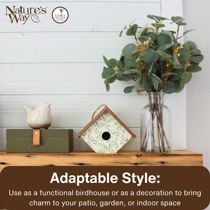 Nature's Way Bird Products Ivy Perch Decorative Wren House, White