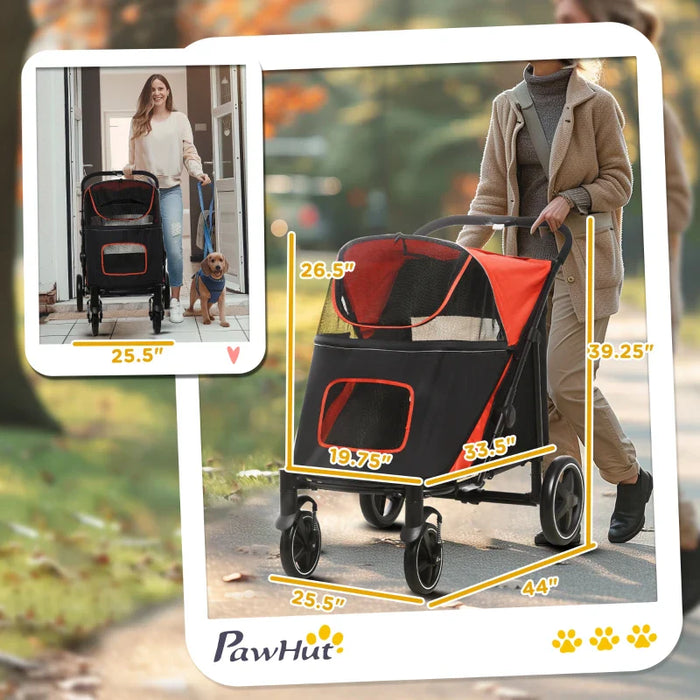 Furr Baby Gifts One-Click Foldable Stroller for Large Medium Small Dogs, Pet, Cats with Storage