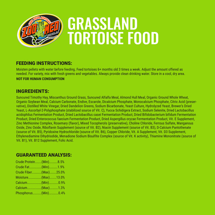 Zoo Med Natural Grassland Tortoise Dry Food 15 oz