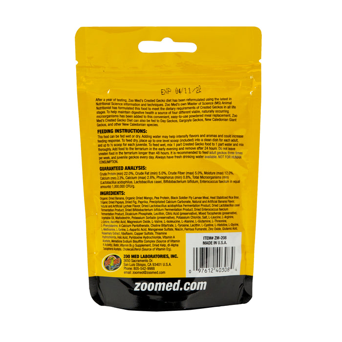 Zoo Med Crested Gecko Food Premium Blended Tropical Fruit Dry Food 2 oz