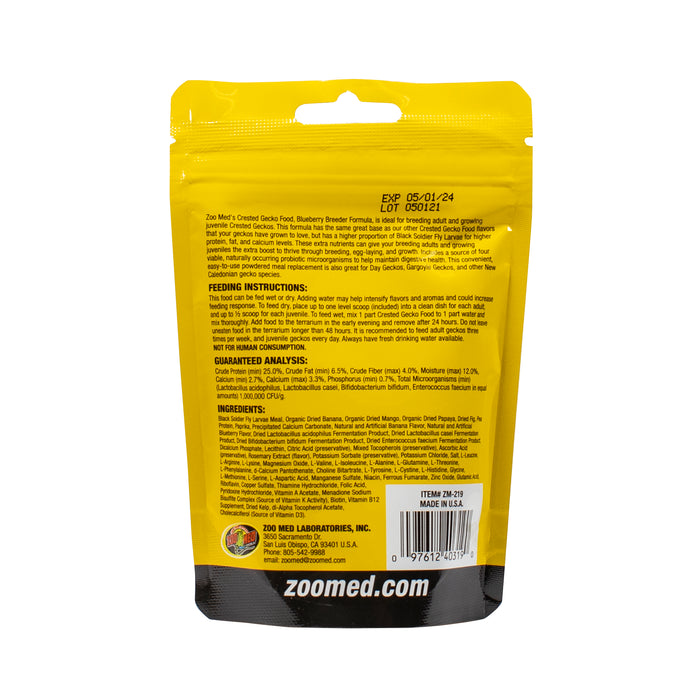 Zoo Med Crested Gecko Premium Blended Gecko Food Blueberry Flavor 2 oz