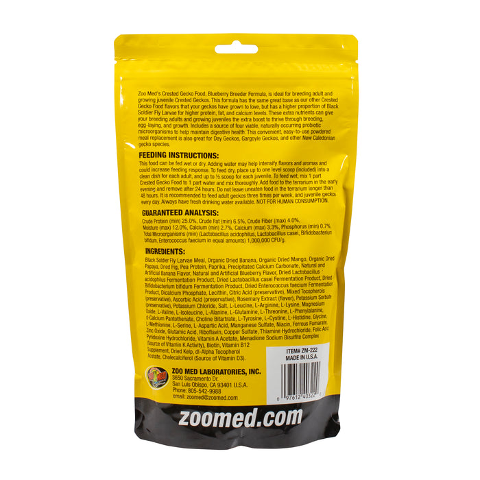 Zoo Med Crested Gecko Premium Blended Gecko Food Blueberry Flavor 1 lb