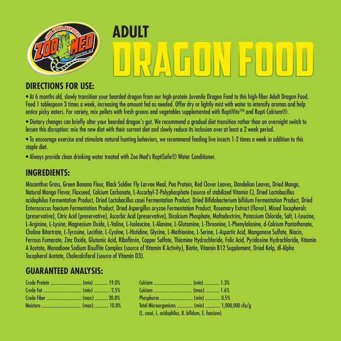 Zoo Med Adult High Fiber Dragon Food 4.5oz