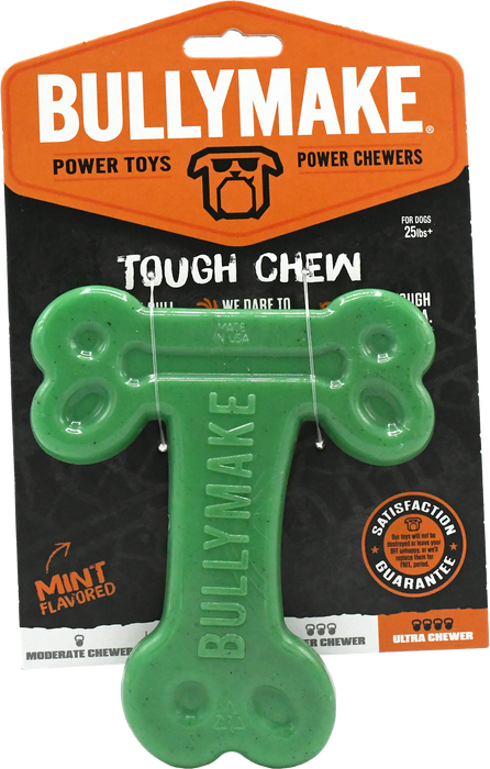 BullyMake Toss n' Treat Flavored Dog Chew Toy T-Bone Mint One Size