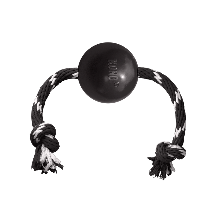 KONG Extreme Ball with Rope Dog Toy Black/White LG - 1 - Image 9
