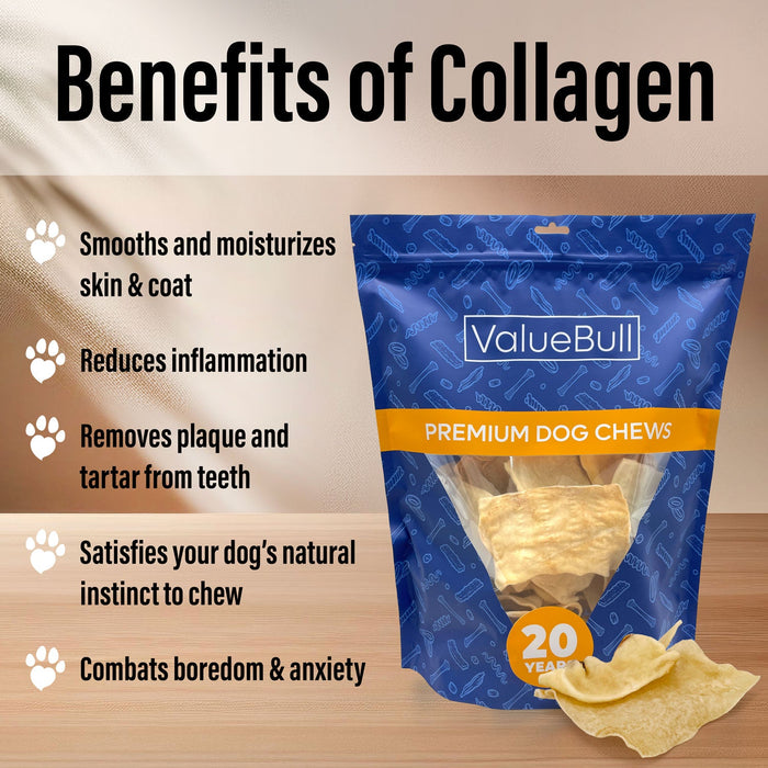 Value Pet Supplies ValueBull USA Collagen Chips Dog Chews, Natural Long-Lasting Dog Treats, 50 Count