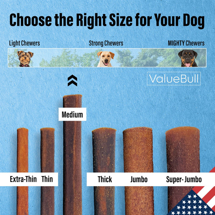 Value Pet Supplies ValueBull USA Collagen Sticks for Dogs, 6 Inch Medium Chews, Natural Long-Lasting Dog Treats, 25 Count