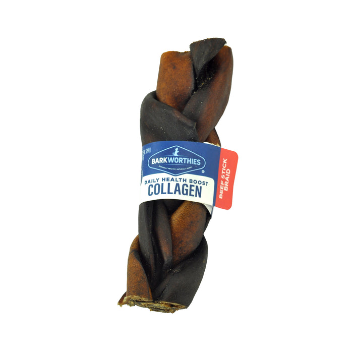 Barkworthies Collagen Beef Stick Braid Dog Treat 5in 50ct - Image 2