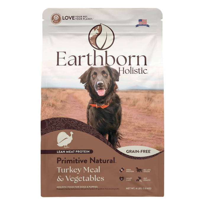 Earthborn Holistic Primitive Natural Grain-Free Dry Dog Food Turkey Meal & Vegetables 4lb