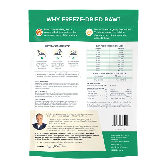 Dr. Marty Nature's Blend for Active Vitality Seniors Freeze Dried Raw Dog Food