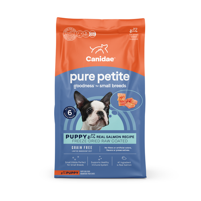 CANIDAE PURE Goodness Grain-Free LID Petite Small Breed Puppy Coated Dry Dog Food Salmon 4lb