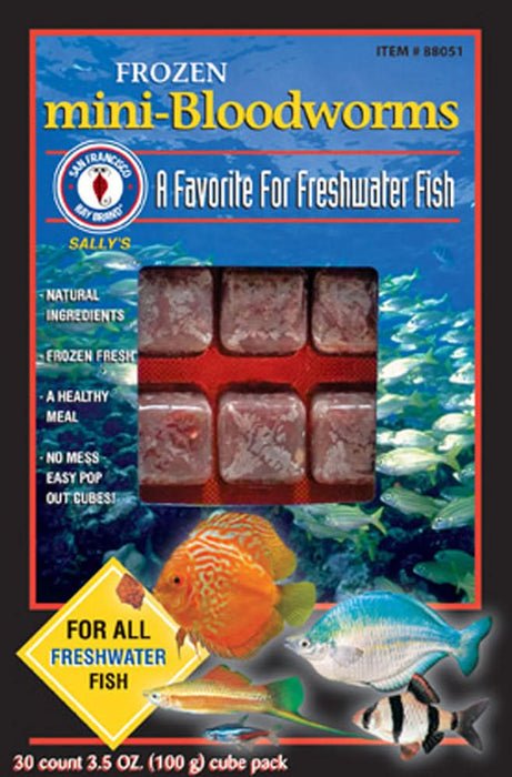 San Francisco Bay Brand Mini-Bloodworms Frozen Fish Food 3.5 oz 30 Count