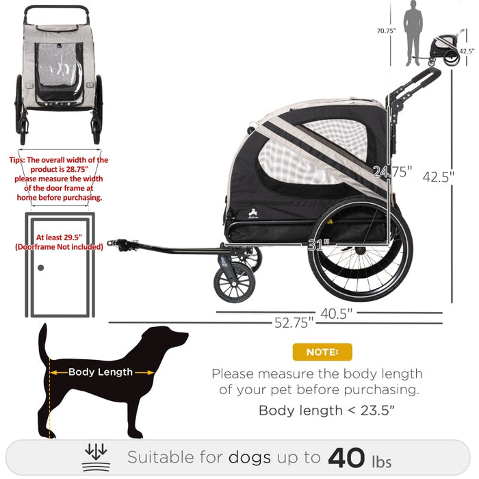 Furr Baby Gifts 2-In-1 Pet Bike Trailer Stroller
