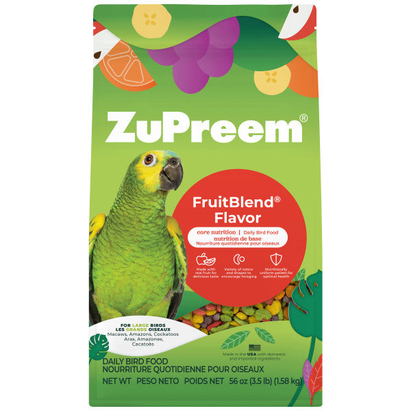 ZuPreem FruitBlend Bird Food Large Birds for Macaws, Amazons, Cockatoos 3.5lb
