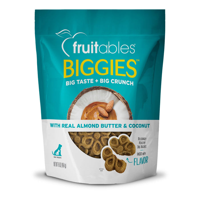 Fruitables Biggies Dog Treats Almond Butter & Coconut 16oz