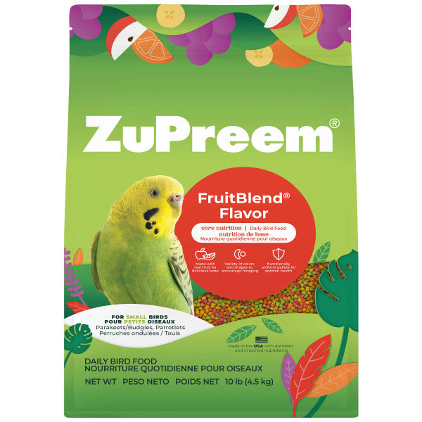 ZuPreem FruitBlend Bird Food Small Birds - Parakeets (Budgies), Parrotlets 10lb