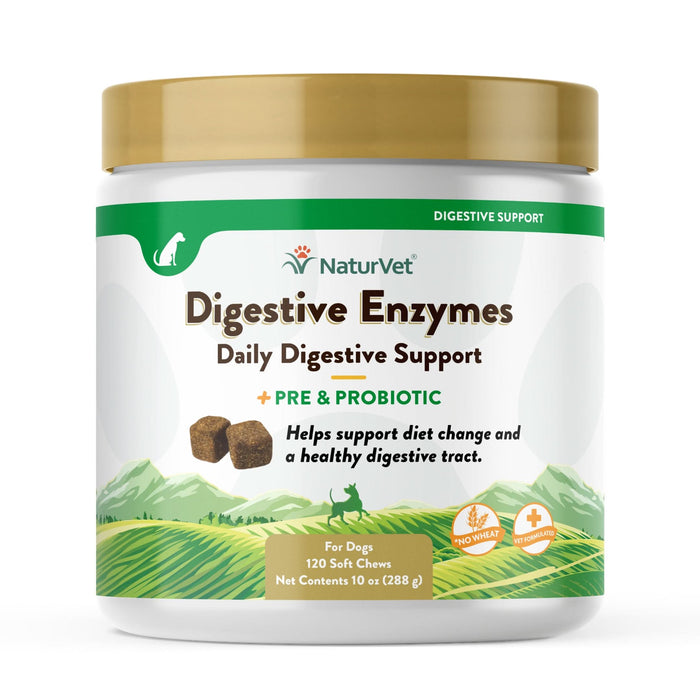 NaturVet Digestive Enzymes Plus Pre & Probiotic Soft Chew 120ct