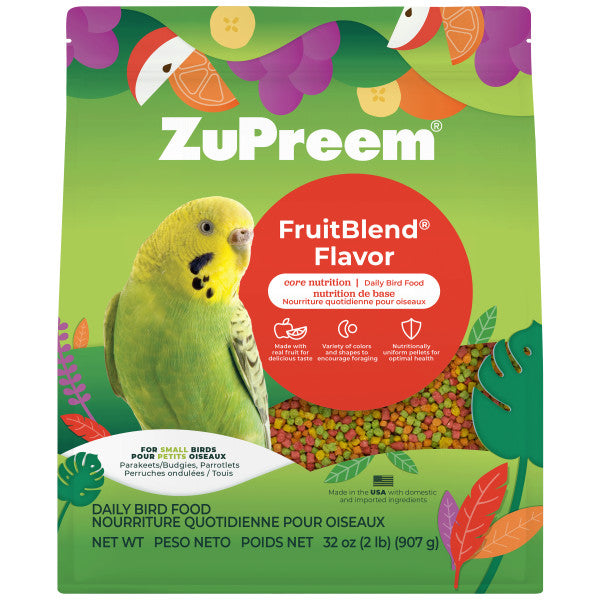 ZuPreem FruitBlend Bird Food Small Birds - Parakeets (Budgies), Parrotlets 2lb