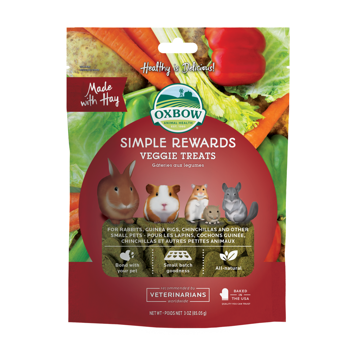 Oxbow Animal Health Simple Rewards Veggie Small Animal Treats 3oz ...