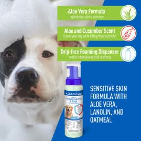Adams Plus Flea & Tick Foaming Shampoo & Wash for Dogs & Puppies 10 oz