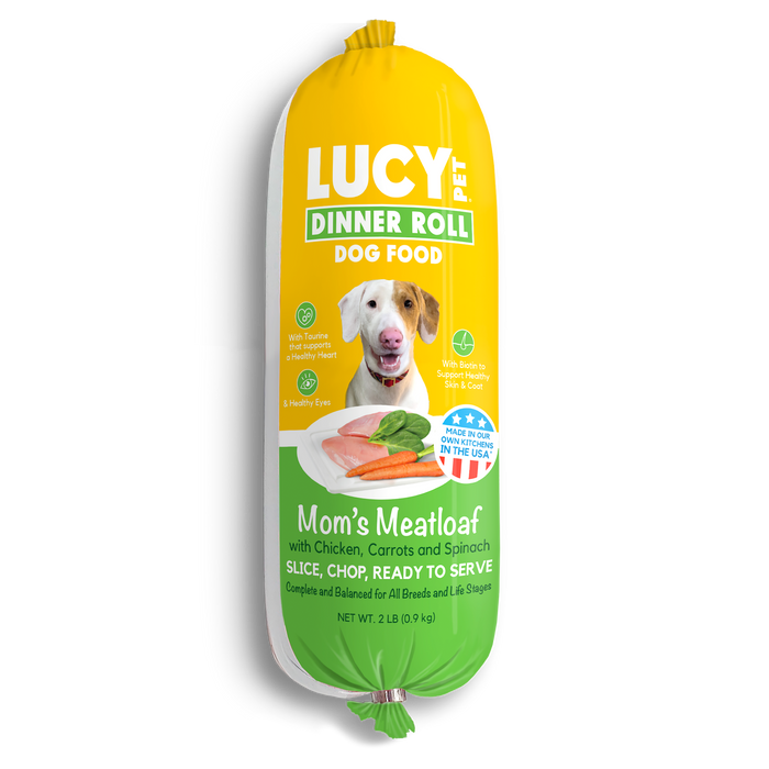 Lucy Pet Products Mom's Meatloaf Dinner Roll Chicken, Carrots & Spinach 2lb
