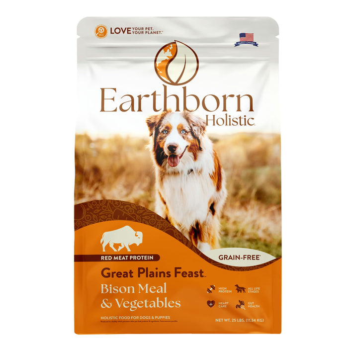 Earthborn Holistic Great Plains Feast Grain-Free Dry Dog Food Bison Meal & Vegetables 25lb