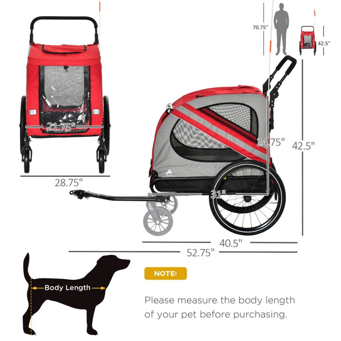 Furr Baby Gifts 2-In-1 Pet Bike Trailer Stroller
