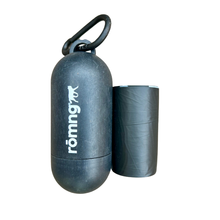 Rōmng bamboo poop bag dispenser + compostable roll