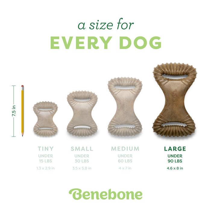 Benebone Dental Chew Durable Dog Chew Toy Bacon LG