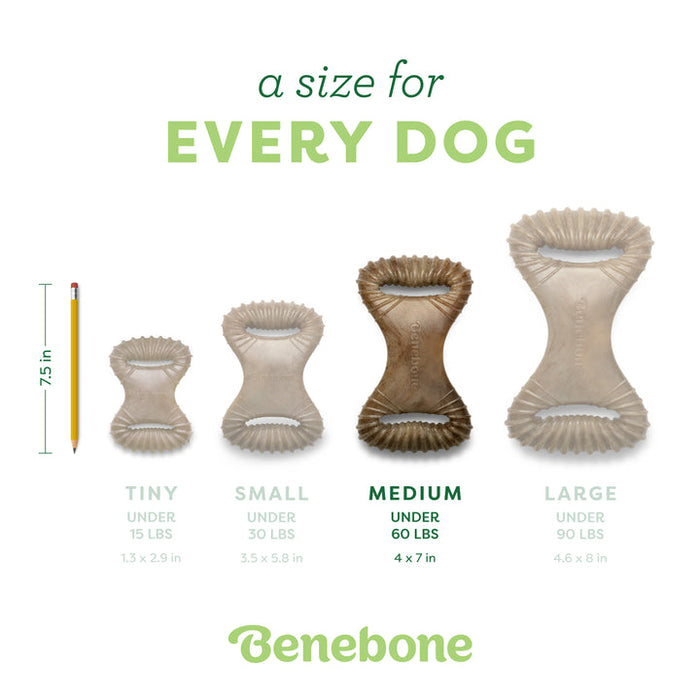 Benebone Dental Chew Durable Dog Chew Toy Bacon MD